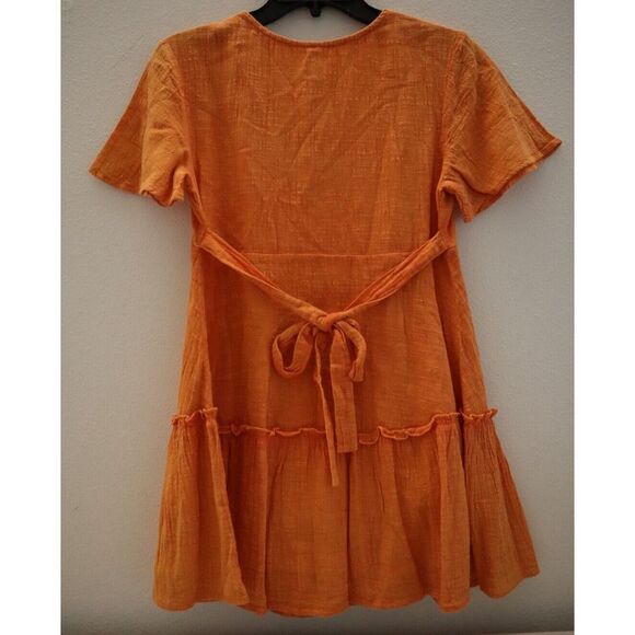 Raga R2786 Women's Sz 2 Burnt Orange Golden Rules Mini Wrap Dress - Picture 2 of 8